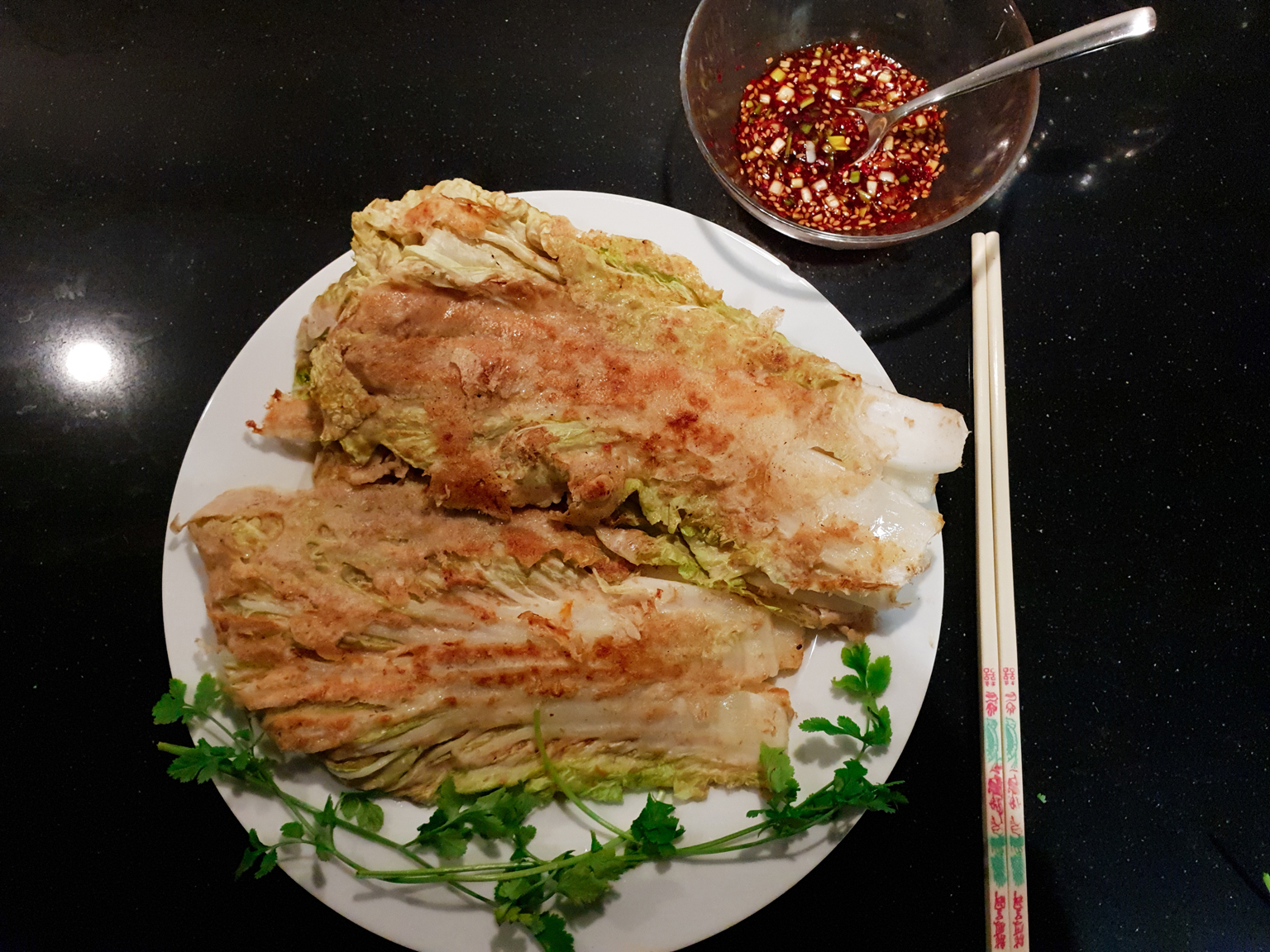 Recipe review – Cabbage Pancake (Baehujeon) by Maangchi – ANNY EATS